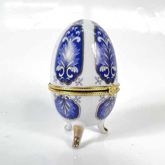 Uovo da collezione in porcellana decorativo ceramica portagioie stile Faberge' Ceramiche e Porcellane