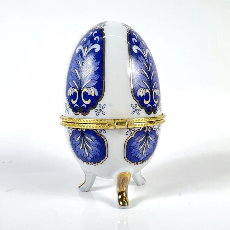 Uovo da collezione in porcellana decorativo ceramica portagioie stile Faberge' Ceramiche e Porcellane