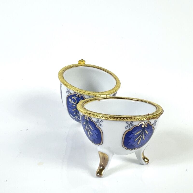 Uovo da collezione in porcellana decorativo ceramica portagioie stile Faberge' Ceramiche e Porcellane