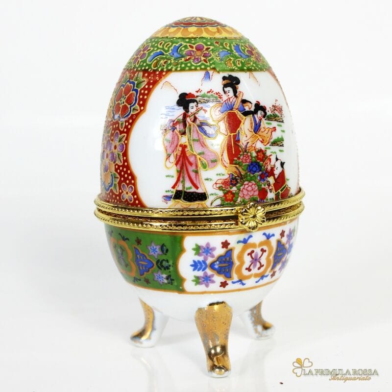 Uovo da collezione vintage in porcellana decorativo ceramica scatola orientale Ceramiche e Porcellane
