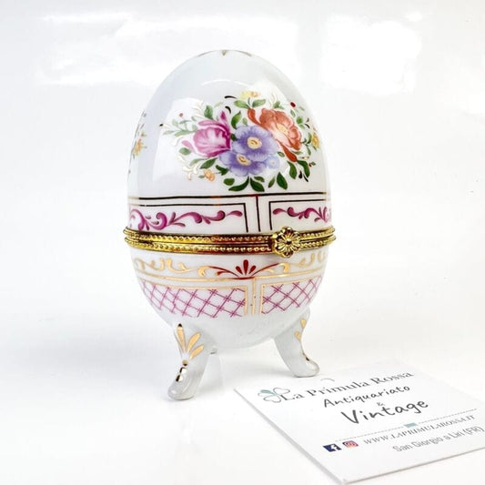 Uovo da Collezione vintage in porcellana decoro Fiori piccolo ceramica Pasqua Ceramiche e Porcellane