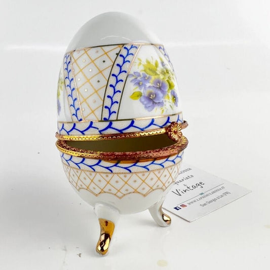Uovo da Collezione vintage in porcellana decoro Fiori piccolo ceramica Pasqua Ceramiche e Porcellane