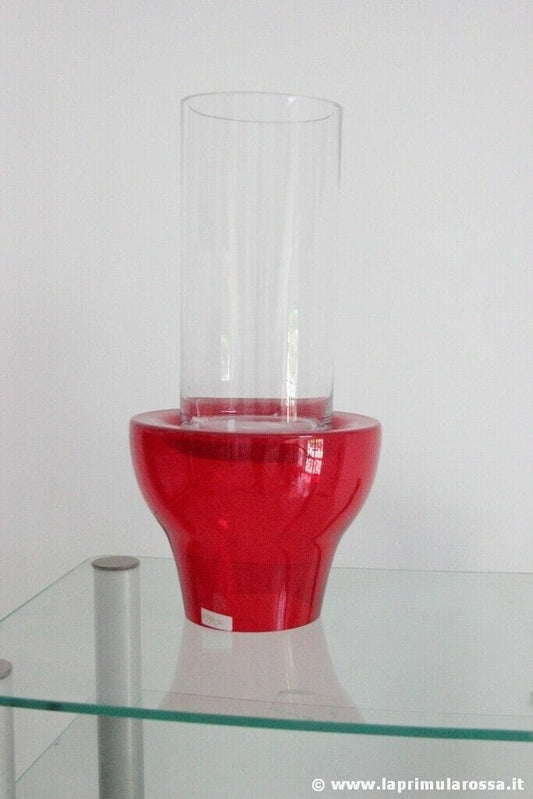VASO ANNI '80 PORTAFIORI IN VETRO ROSSO VINTAGE RED GLASS VASE MADE IN ITALY Vetri e Cristalli