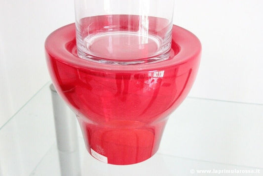 VASO ANNI '80 PORTAFIORI IN VETRO ROSSO VINTAGE RED GLASS VASE MADE IN ITALY Vetri e Cristalli