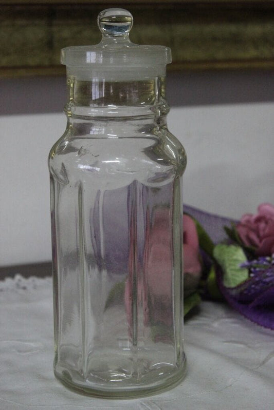 VASO CONTENITORE IN VETRO CON COPERCHIO H cm 21 / BARATTOLO VINTAGE Vetri e Cristalli