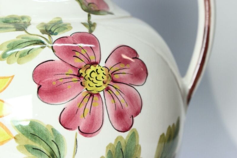 Vaso in ceramica Deruta Santucci porta fiori caraffa brocca vintage dipinto Ceramiche e Porcellane