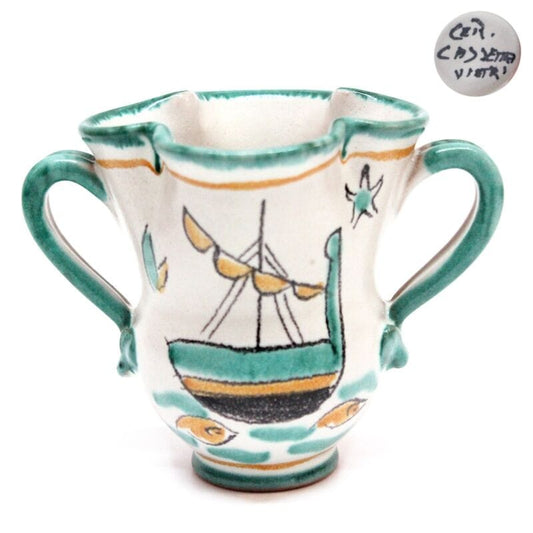 Vaso in ceramica di vietri porta fiori caraffa brocca vintage Vasetto CASSETTA . Ceramiche e Porcellane