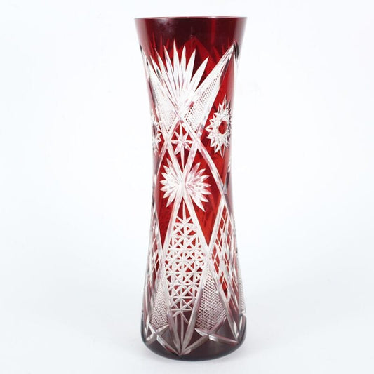 Vaso porta fiori in vetro cristallo rosso rubino liberty vasetto boemia italia Vetri e Cristalli