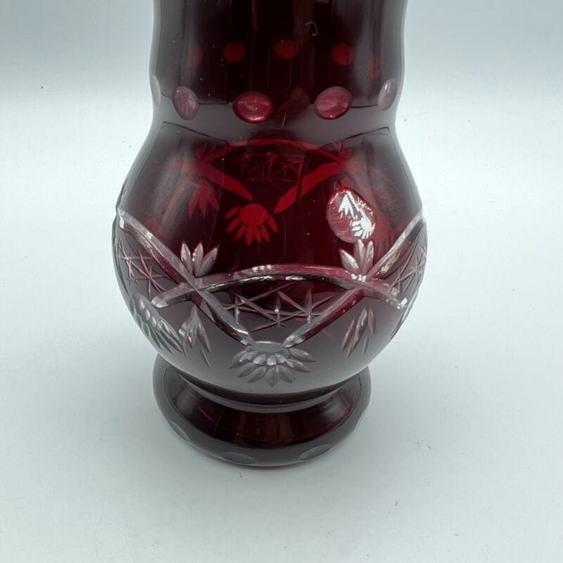 Vaso porta fiori in vetro critallo rosso rubino liberty vasetto boemia italia Y Vetri e Cristalli