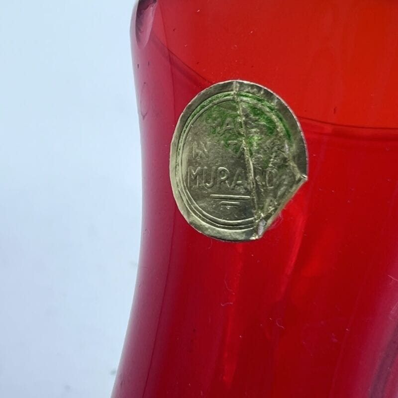 Vaso porta fiori in vetro rosso trasparente vasetto stretto monofiore di Murano Vetri e Cristalli