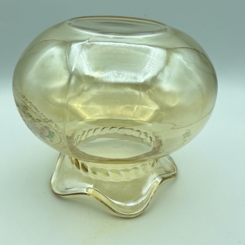 Vaso porta fiori in vetro vintage ambrato portafiori Bocca Larga decorato Vetri e Cristalli