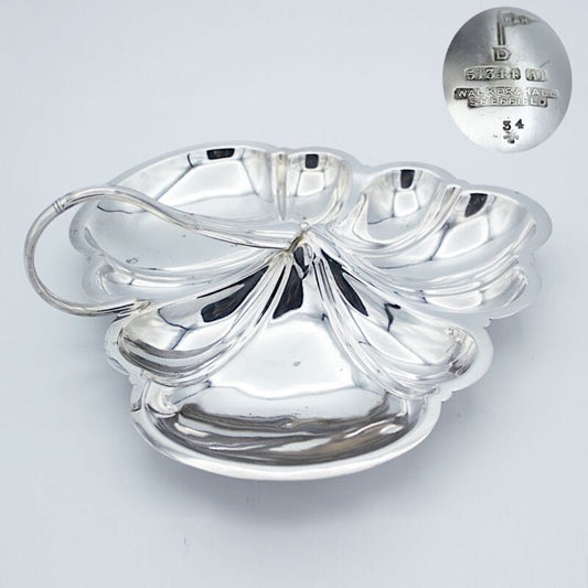 Vassoio in argento sheffield antico silver plated antipastiera con manico piatto Sheffield & Argento