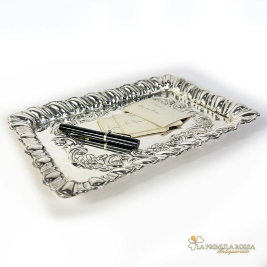 Vassoio in argento sheffield stile antico silver plated da tavola svuotatasche Sheffield & Argento