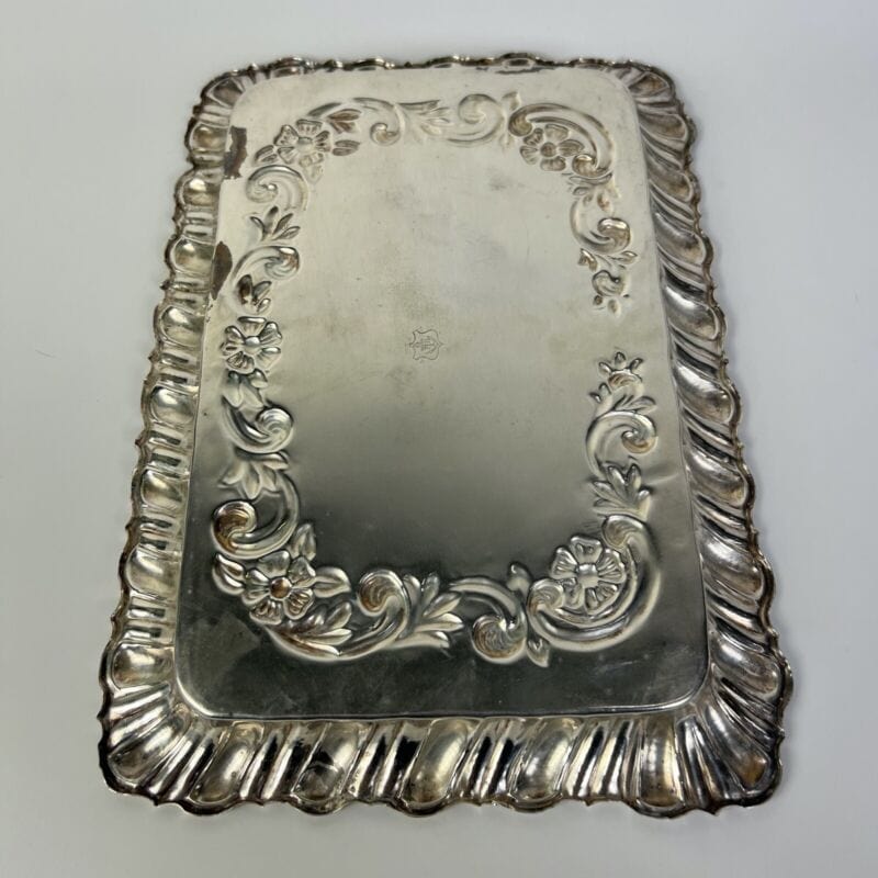 Vassoio in argento sheffield stile antico silver plated da tavola svuotatasche Sheffield & Argento