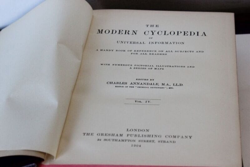 VECCHIA  ENCICLOPEDIA  THE MODERN CYCLOPEDIA   FIR  ILO VOL.IV / LIBRO 1904 Libri