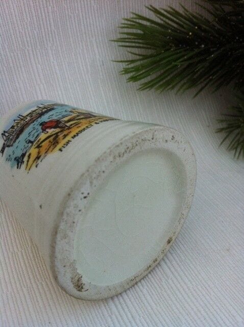 VECCHIO  BOCCALE DA BIRRA  IN CERAMICA SOUVENIR  FOLKESTONE h cm 5,5 Birra & dintorni