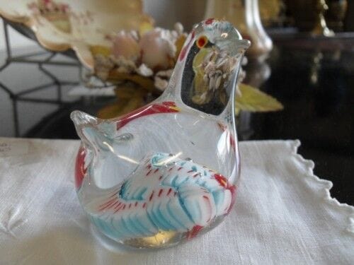 VECCHIO FERMACARTE in VETRO - VINTAGE GLASS PAPERWEIGHT BIRD Vetri e Cristalli