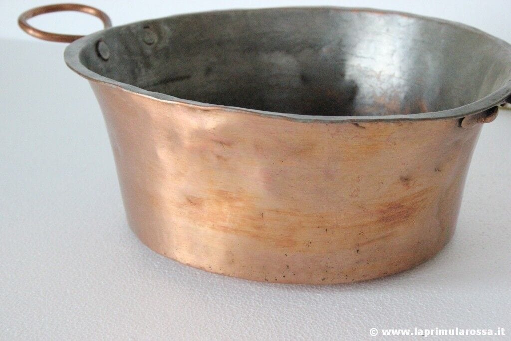 W- PENTOLA ANTICA IN RAME CON MANICI PAIOLO EPOCA 800 ANTIQUE COPPER COOKING POT Ottone