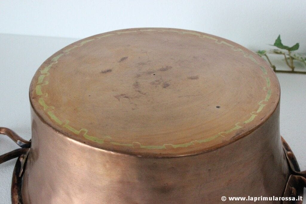 W- PENTOLA ANTICA IN RAME CON MANICI PAIOLO EPOCA 800 ANTIQUE COPPER COOKING POT Ottone