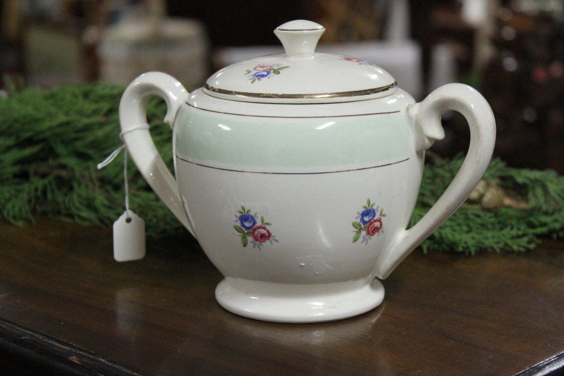 ZUCCHERIERA D'EPOCA  IN CERAMICA CON COPERCHIO  h cm 12 - TAZZA ANTICA - Ceramiche e Porcellane