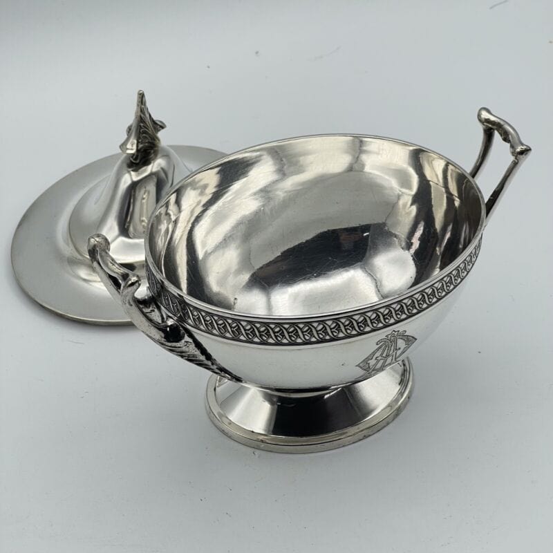 Zuppiera antica in argento sheffield ciotola legumiera silver plate alzata 800 Sheffield & Argento